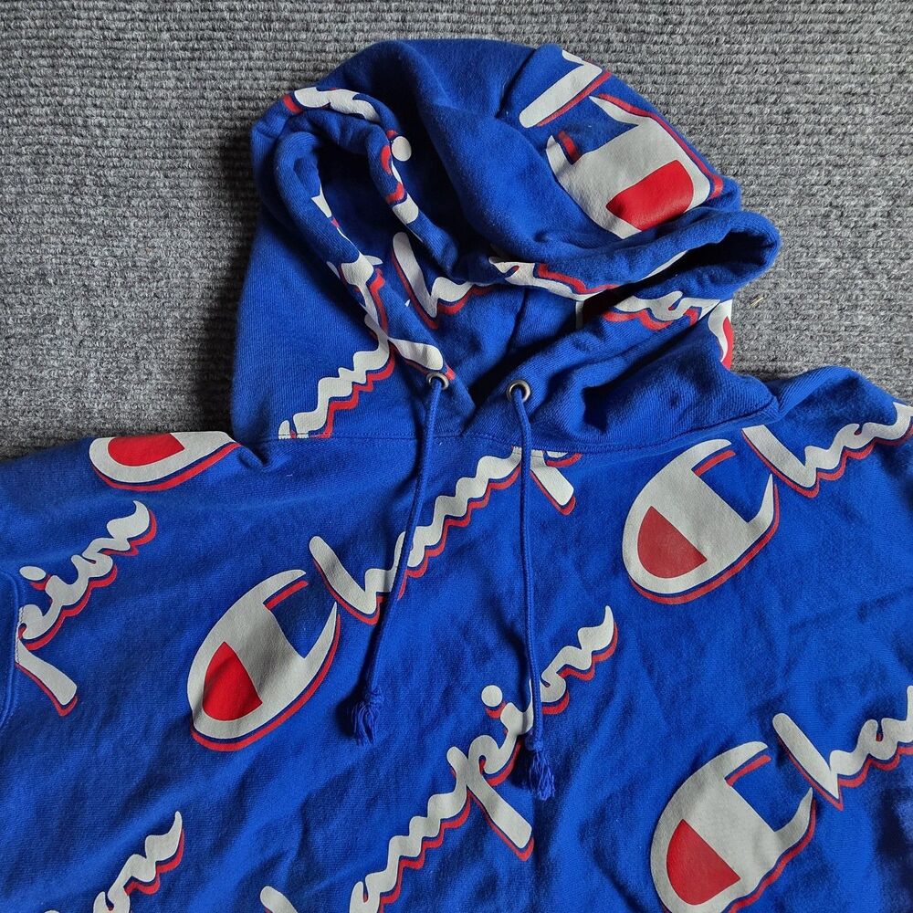 Champion Reverse Weave Hoodie Mens XXXL 3XL ALL-OVER PRINT - Vintage - Picture 3 of 8